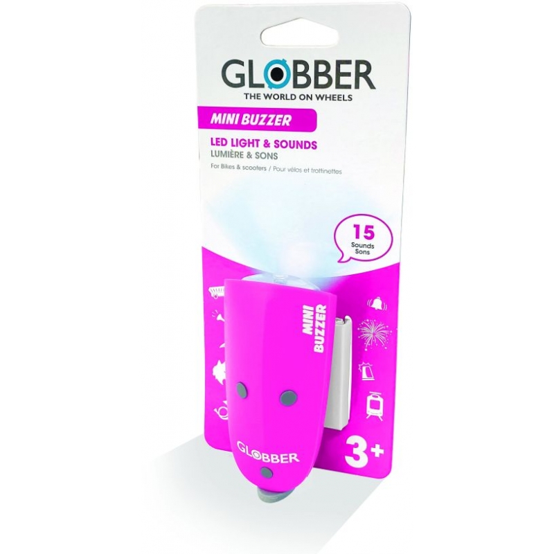 Globber Mini Buzzer Deep Pink (530-110) κόρνα με φως για ποδήλατο & πατίνι Dalavikas bikes