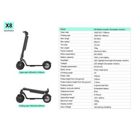 Cyclo X8 Black-Grey Ηλεκτρικό Πατίνι- Scooter