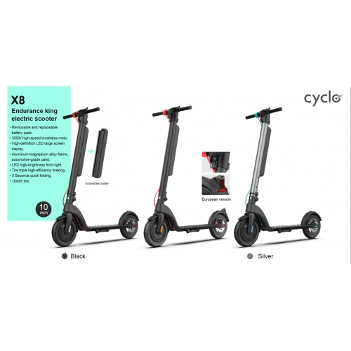 Cyclo X8 Black-Grey Ηλεκτρικό Πατίνι- Scooter