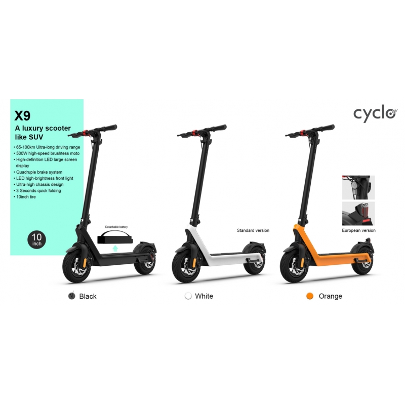 Cyclo X9 Black-Grey- Orange Ηλεκτρικό Πατίνι- Scooter Dalavikas bikes