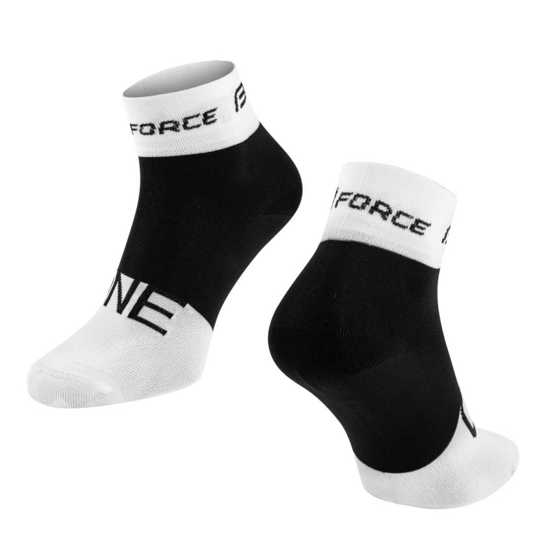 Force One Άσπρο-Μαύρο κοντές ποδηλατικές κάλτσες Dalavikas bikes