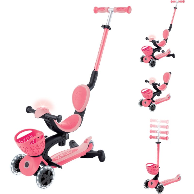 Globber Scooter Go-Up Baby Lights 360 Pink παιδικό Πατίνι- Scooter- καρότσι-περπατούρα 3-1
