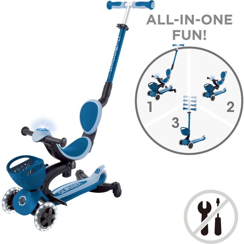 Globber Scooter Go-Up Baby Lights 360 Blue παιδικό Πατίνι- Scooter- καρότσι-περπατούρα 3-1