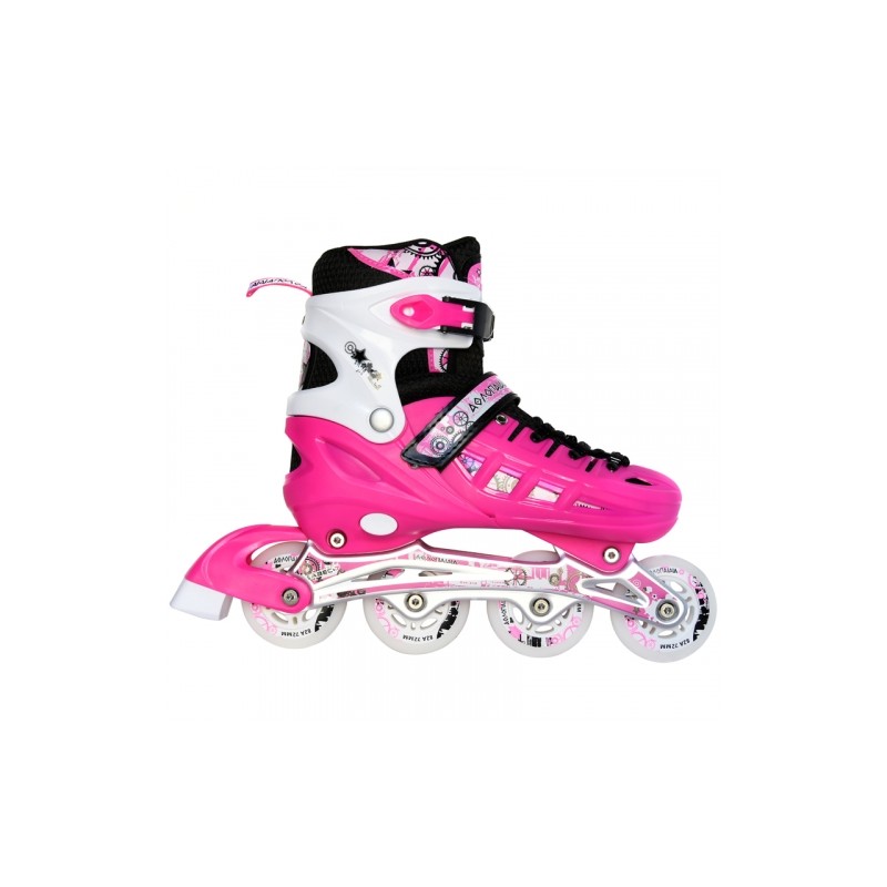 Inline Skates Athlo 10305 αυξομειούμενα με κούμπωμα και Velcro, pink - πολλά νούμερα