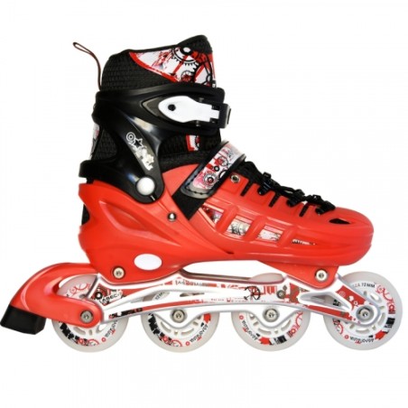 Inline Skates Athlo 10305 αυξομειούμενα με κούμπωμα και Velcro, red - πολλά νούμερα