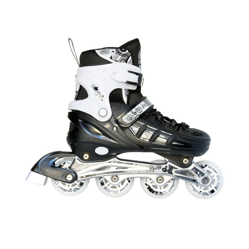 Inline Skates Athlo 10305 αυξομειούμενα με κούμπωμα και Velcro, black - πολλά νούμερα