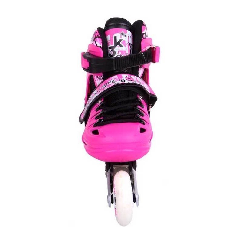 Inline Skates Athlo 10305p αυξομειούμενα με κούμπωμα και Velcro, pink - πολλά νούμερα Inline Skates Athlo 10305p αυξομειούμενα με κούμπωμα και Velcro, pink - πολλά νούμερα