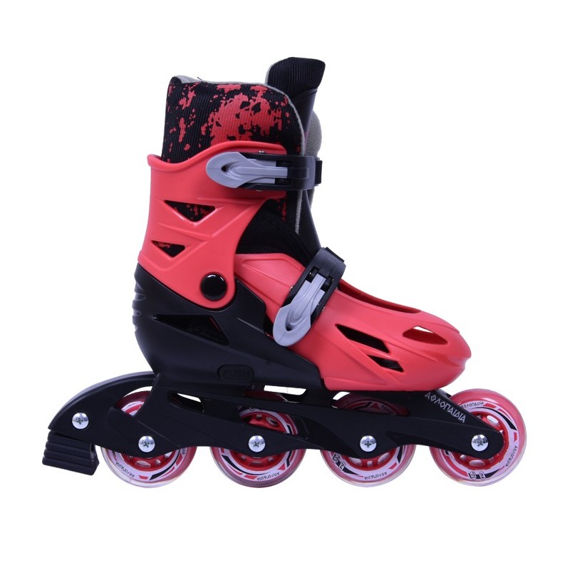 Inline Skates Athlo 1083 R αυξομειούμενα με κούμπωμα και Velcro, red - πoλλά νούμερα Inline Skates Athlo 1083 R αυξομειούμενα με κούμπωμα και Velcro, red - πoλλά νούμερα