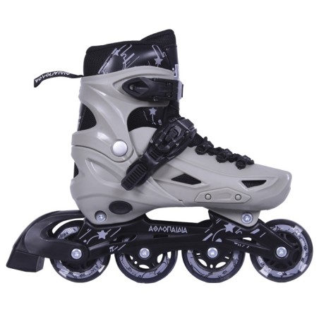 Inline Skates Athlo 10306gr αυξομειούμενα με κούμπωμα και Velcro, grey - πολλά νούμερα
