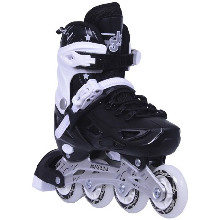 Inline Skates Athlo 10306bl αυξομειούμενα με κούμπωμα και Velcro, black - πολλά νούμερα