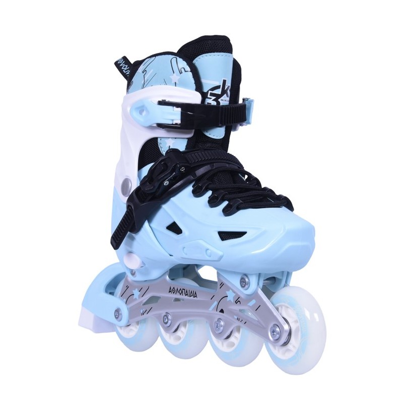 Inline Skates Athlo 10306bl αυξομειούμενα με κούμπωμα και Velcro, blue πολλά νούμερα