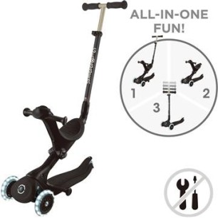 Globber Scooter Go-Up Deluxe Fantasy Lights Black παιδικό Πατίνι- Scooter- καρότσι-περπατούρα 3-1