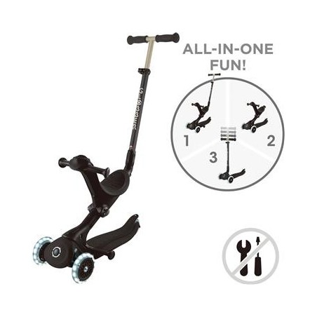 Globber Scooter Go-Up Deluxe Fantasy Lights Black παιδικό Πατίνι- Scooter- καρότσι-περπατούρα 3-1