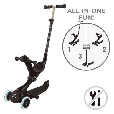 Globber Scooter Go-Up Deluxe Fantasy Lights Black παιδικό Πατίνι- Scooter- καρότσι-περπατούρα 3-1