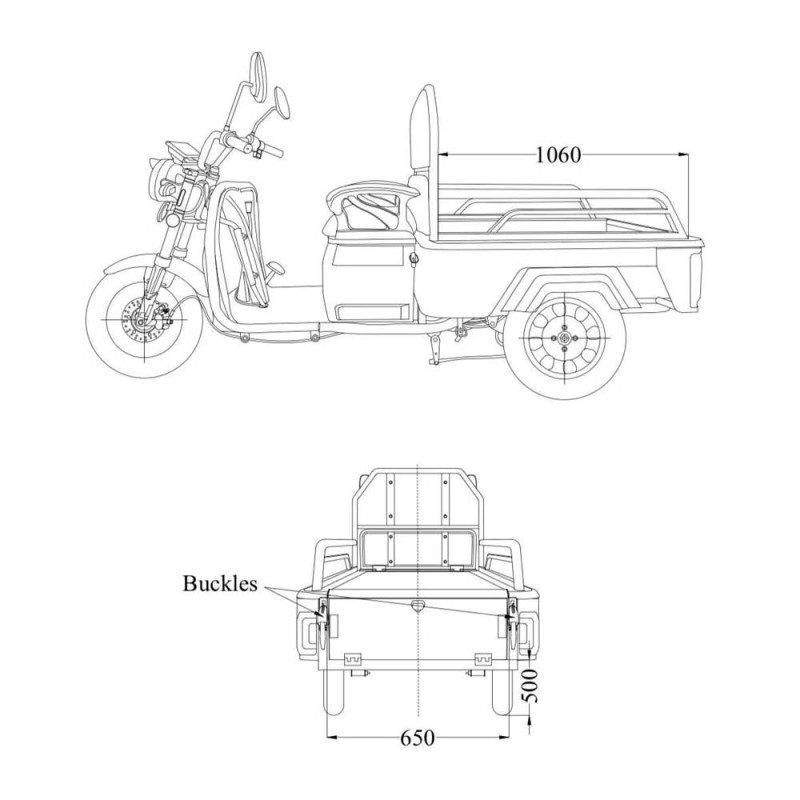 E-RIDE CARGO MINI (72V/32AH Μολύβδου) 25 KM/H - Ηλεκτρικό τρίκυκλο scooter -χωρίς δίπλωμα